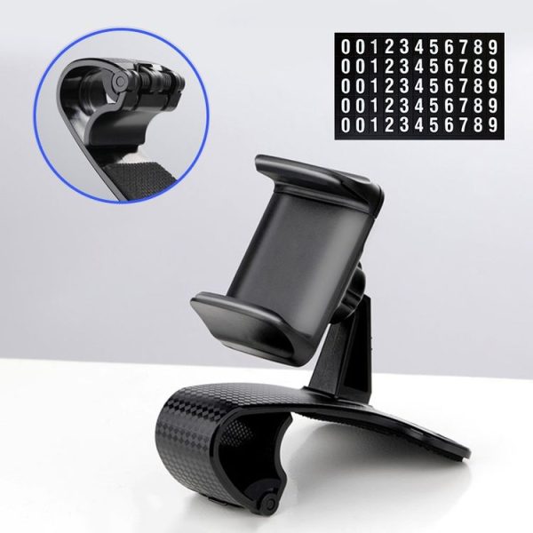 Car Dashboard Mobile Phone Holder Bracket with Number Plate (Black) - Image 3