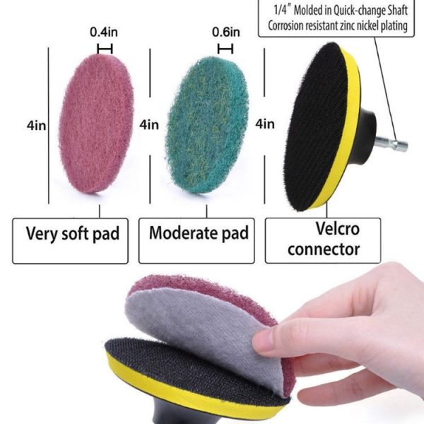 13 in 1 4 inch Sponge Scouring Pad Floor Wall Window Glass Cleaning Descaling Electric Drill Brush Head Set - Image 3