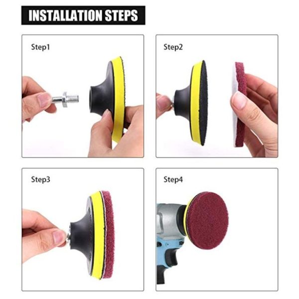 13 in 1 4 inch Sponge Scouring Pad Floor Wall Window Glass Cleaning Descaling Electric Drill Brush Head Set - Image 4