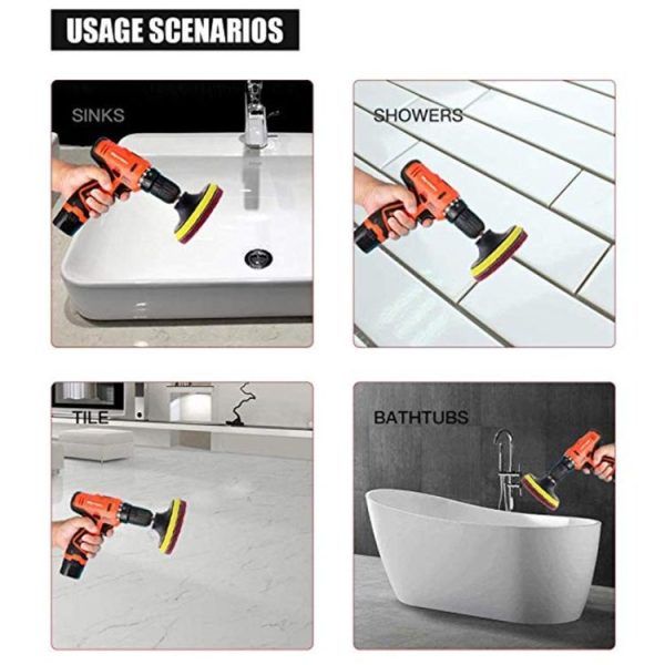 13 in 1 4 inch Sponge Scouring Pad Floor Wall Window Glass Cleaning Descaling Electric Drill Brush Head Set - Image 5