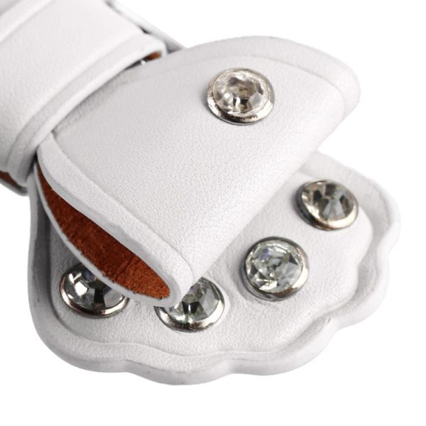 Bow Knot Shape Metal + Leather + Diamond Car Keychain (White) - Image 5