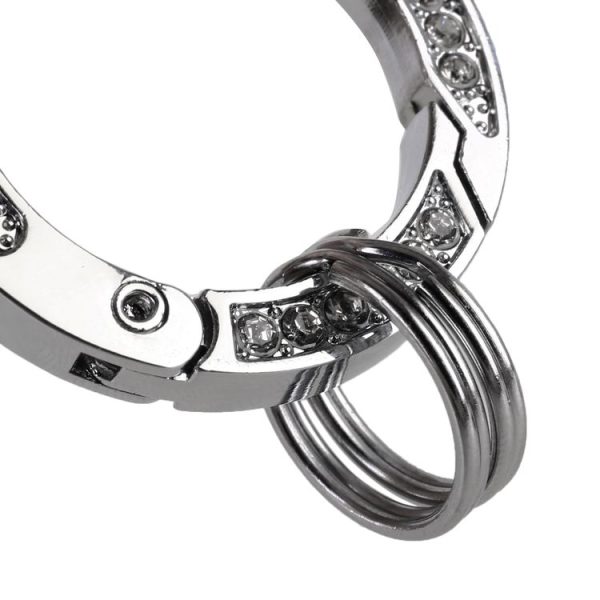 Bow Knot Shape Metal + Leather + Diamond Car Keychain (White) - Image 6