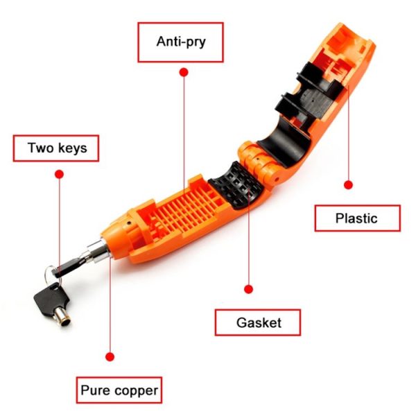 Motorcycles Handle Anti-theft Lock Horn Lock (Orange) - Image 3