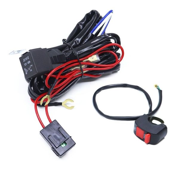12V 2 in 1 Car / Motorcycle LED Spotlight Headlight Flashing Wiring Harness Cable - Image 2
