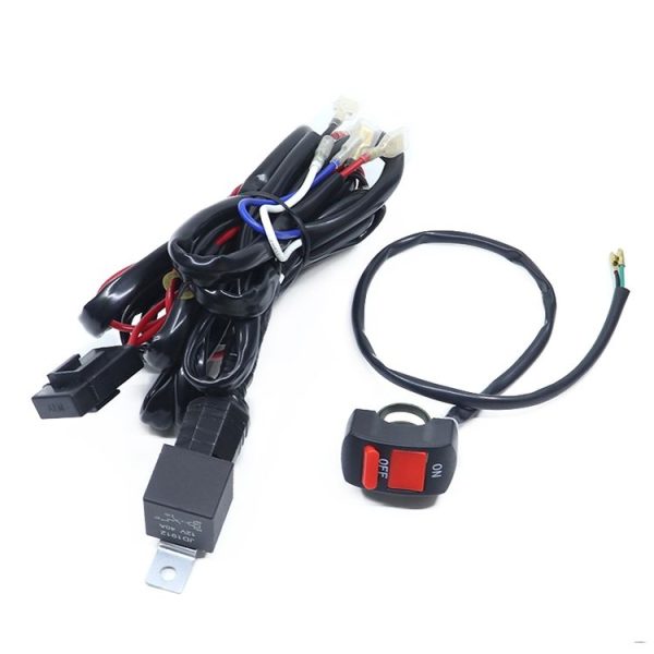 12V 2 in 1 Car / Motorcycle LED Spotlight Headlight Flashing Wiring Harness Cable - Image 3