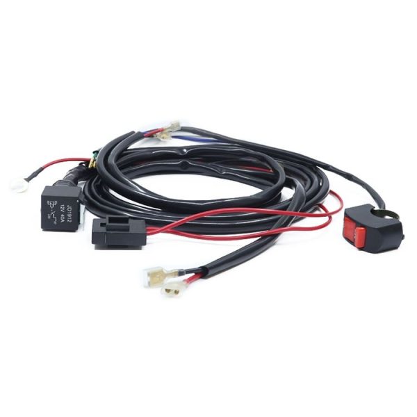 12V 2 in 1 Car / Motorcycle LED Spotlight Headlight Flashing Wiring Harness Cable - Image 4