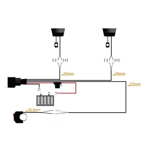 12V 2 in 1 Car / Motorcycle LED Spotlight Headlight Flashing Wiring Harness Cable - Image 5