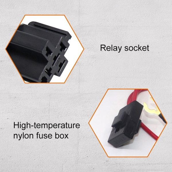 12V 2 in 1 Car / Motorcycle LED Spotlight Headlight Flashing Wiring Harness Cable - Image 6
