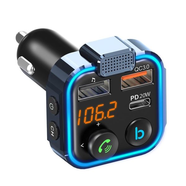 BT23L Car Bluetooth MP3 Player FM Transmitter Support Phone Hands-free / PD Fast Charge / One-key EQ Sound Effect / Ambient light - Image 2