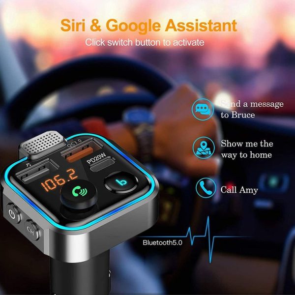 BT23L Car Bluetooth MP3 Player FM Transmitter Support Phone Hands-free / PD Fast Charge / One-key EQ Sound Effect / Ambient light - Image 5