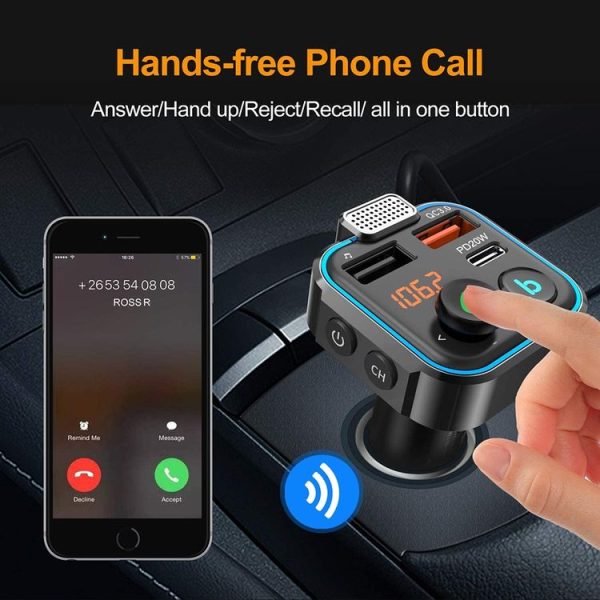 BT23L Car Bluetooth MP3 Player FM Transmitter Support Phone Hands-free / PD Fast Charge / One-key EQ Sound Effect / Ambient light - Image 6
