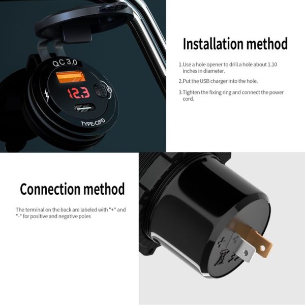 WUPP ZH-1427B1 Aluminum Alloy 3.4A 20WPD Fast Charge Charger with Mechanical Switch / Digital Display Voltage - Image 4