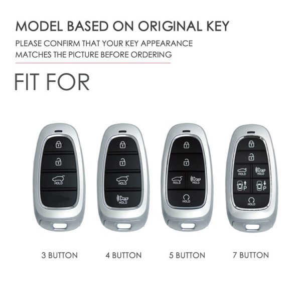 Hallmo Car Cowhide Leather Key Protective Cover Key Case for Hyundai 3-button (Black) - Image 3