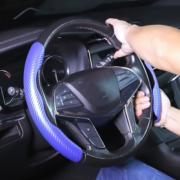 Car Universal Carbon Fiber Texture Leather Steering Wheel Cover (Black) - Image 6