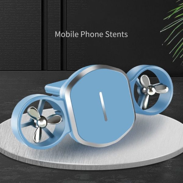 Car Dual-turbo Air Outlet Magnetic Mobile Phone Holder with Aromatherapy (Blue) - Image 2