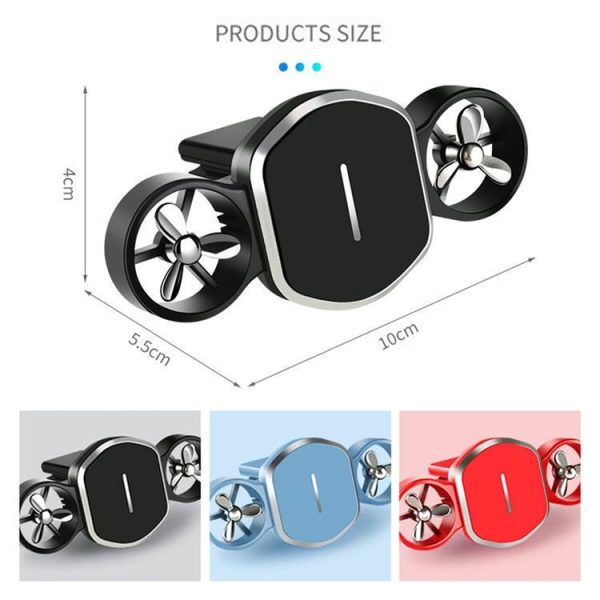 Car Dual-turbo Air Outlet Magnetic Mobile Phone Holder with Aromatherapy (Blue) - Image 3