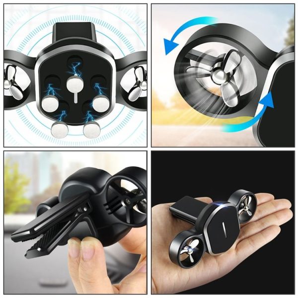 Car Dual-turbo Air Outlet Magnetic Mobile Phone Holder with Aromatherapy (Blue) - Image 5