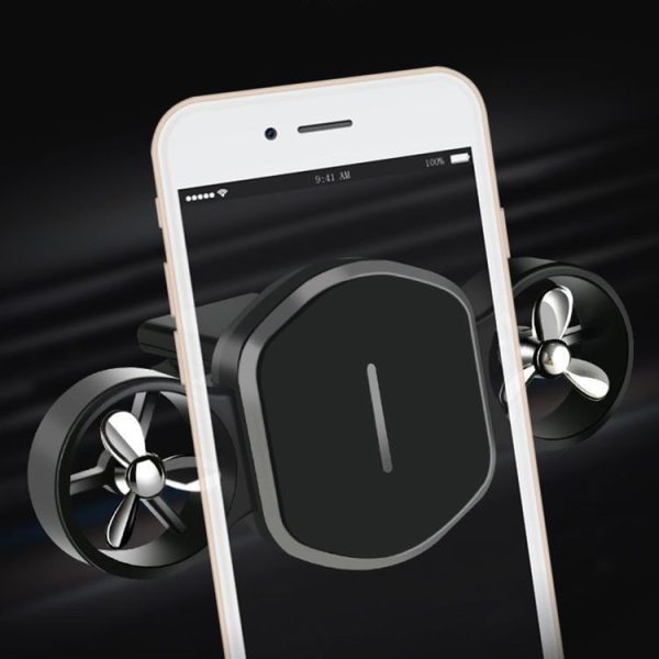 Car Dual-turbo Air Outlet Magnetic Mobile Phone Holder with Aromatherapy (Blue) - Image 7