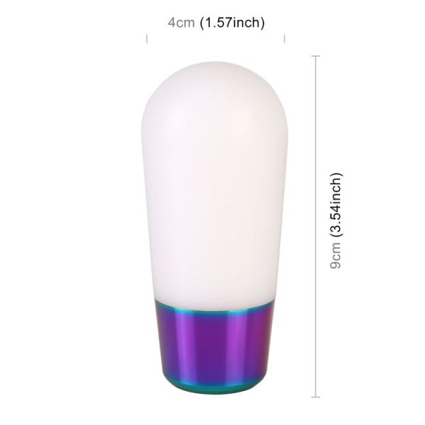 Universal Car Small Ellipsoid Resin + Carbon Fiber Metal Gear Shift Knob (White) - Image 2