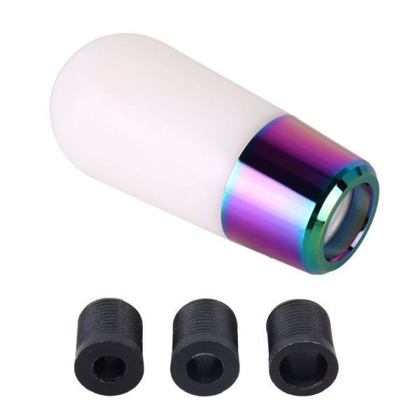 Universal Car Small Ellipsoid Resin + Carbon Fiber Metal Gear Shift Knob (White) - Image 4
