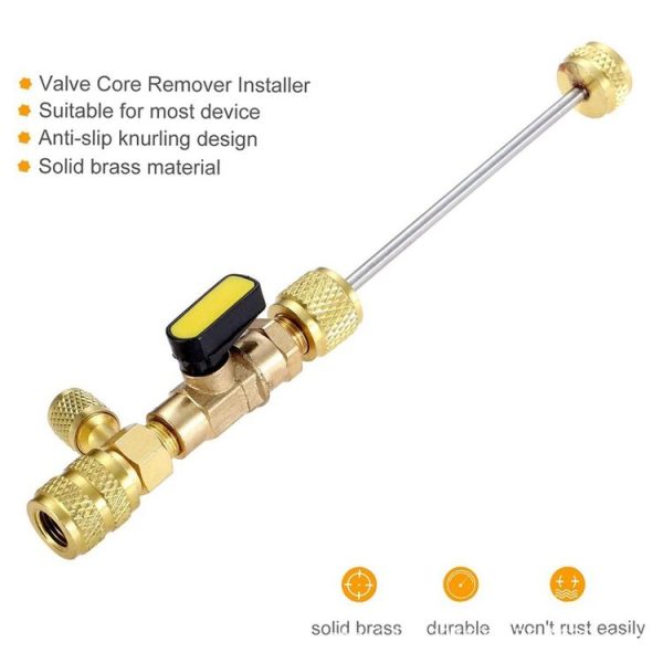 R410A R22 Spool Remover Installation Tool with Dual Size SAE 1 / 4 and 5 / 16 Ports - Image 2