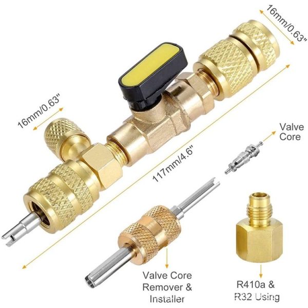 R410A R22 Spool Remover Installation Tool with Dual Size SAE 1 / 4 and 5 / 16 Ports - Image 5