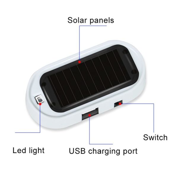 Car Solar Energy Anti-theft Device LED Warning Light (Blue) - Image 2