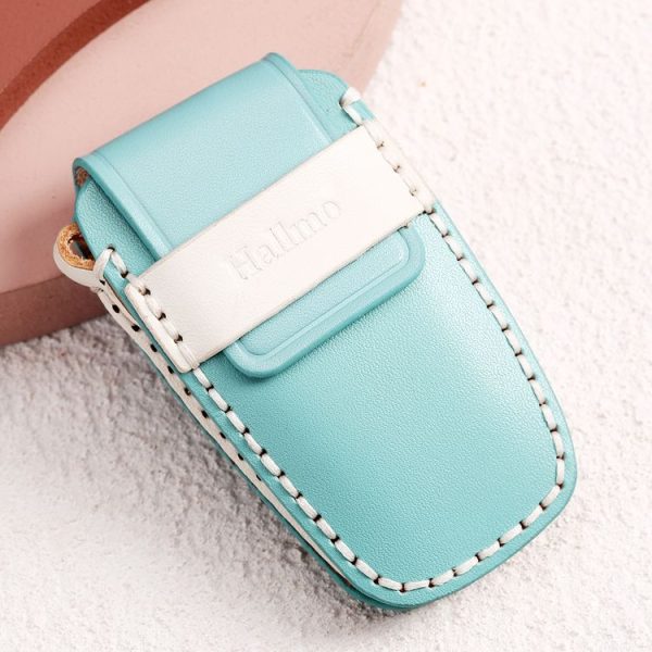 Hallmo Car Female Style Cowhide Leather Key Protective Cover for BMW, A Type (Sky Blue) - Image 5