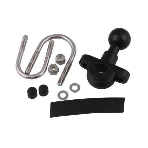 CHM005-BK Stainless Steel U-shape Handlebar Rail Mounting Ball Joint Fixed Base Motorcycle Modification Accessories (Black) - Image 2