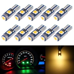 10 in 1 Car T5 0.2W DC12V Instrument Panel LED Decorative Light (Yellow Light)