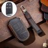 Hallmo Car Genuine Leather Key Protective Cover for Jeep Compass 4-button (Black)