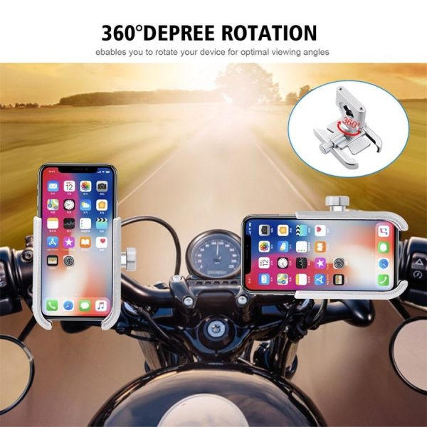 Motorcycle Aluminium Alloy Mobile Phone Holder Bracket, Handlebar Version (Silver) - Image 2