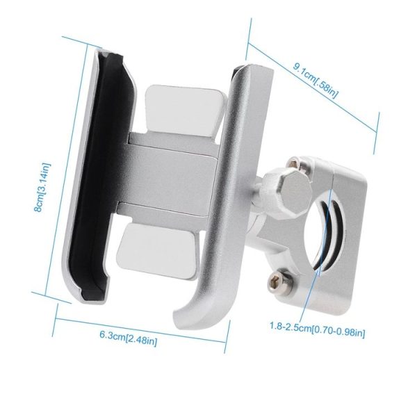 Motorcycle Aluminium Alloy Mobile Phone Holder Bracket, Handlebar Version (Silver) - Image 5