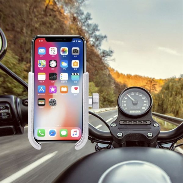 Motorcycle Aluminium Alloy Mobile Phone Holder Bracket, Handlebar Version (Silver) - Image 7