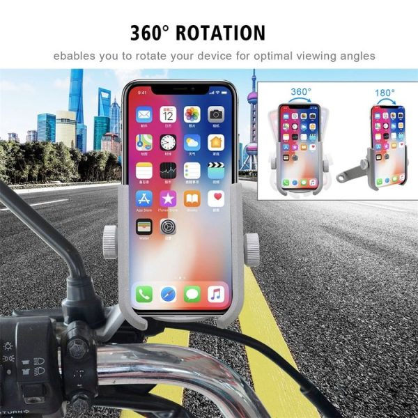 Motorcycle Aluminium Alloy Quick Release Mobile Phone Holder Bracket, Rearview Mirror Version (Silver) - Image 5