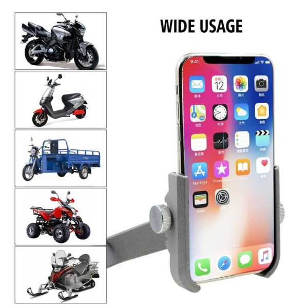 Motorcycle Aluminium Alloy Quick Release Mobile Phone Holder Bracket, Rearview Mirror Version (Silver) - Image 6