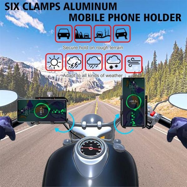 MPB-91 Motorcycle Six Claws Aluminium Alloy Mobile Phone Holder Bracket (Black) - Image 3