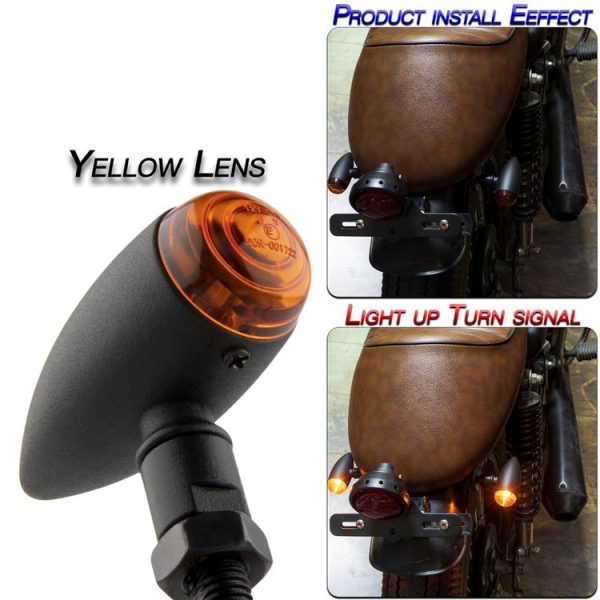 2 PCS KC805 Motorcycle Retro Metal Turn Signal Light (Yellow) - Image 4