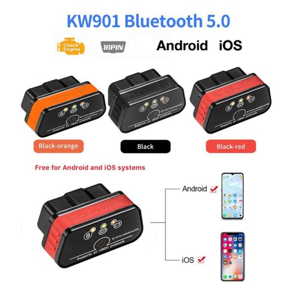 KONNWEI KW901 Android Phone OBD2 Car Bluetooth 5.0 Diagnostic Scan Tools (Red) - Image 3
