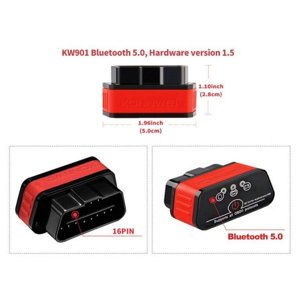 KONNWEI KW901 Android Phone OBD2 Car Bluetooth 5.0 Diagnostic Scan Tools (Red) - Image 4