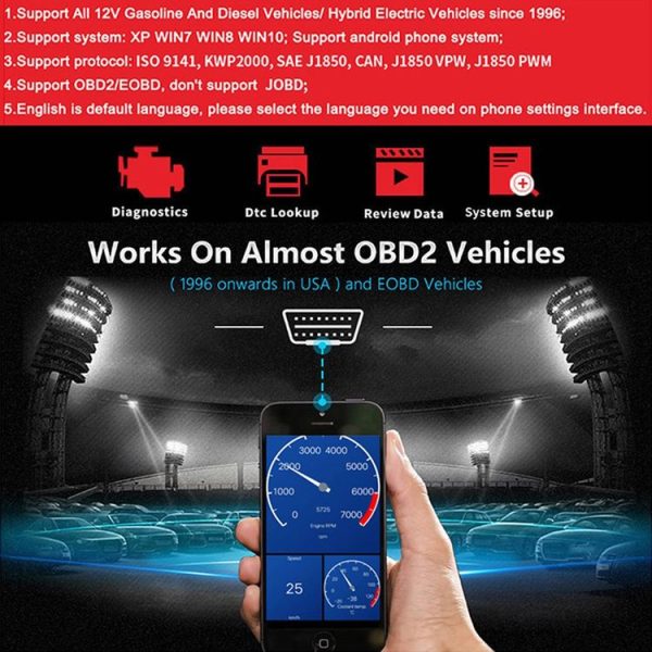 KONNWEI KW901 Android Phone OBD2 Car Bluetooth 5.0 Diagnostic Scan Tools (Red) - Image 6