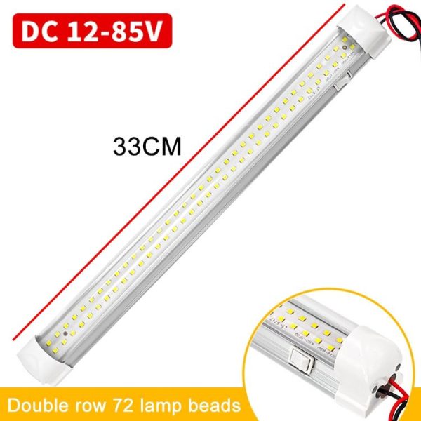 2 PCS ZS-3332 12-85V High Bright 72LEDs RV Dome Light Cabin Light Bar - Image 2