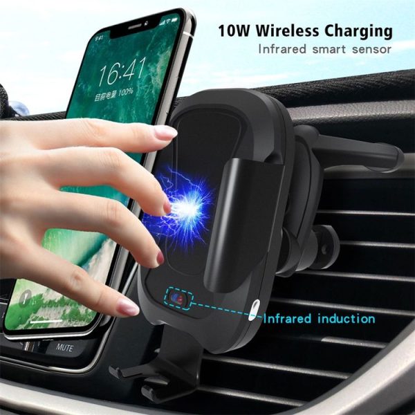 CS-984A1 Car Air Outlet Wireless Infrared Sensor Mobile Phone Charging Stand Holder (Black) - Image 4