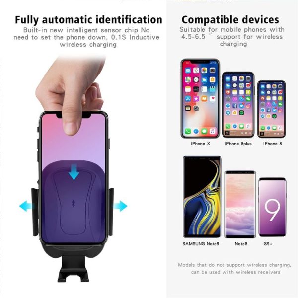 CS-984A1 Car Air Outlet Wireless Infrared Sensor Mobile Phone Charging Stand Holder (Black) - Image 9