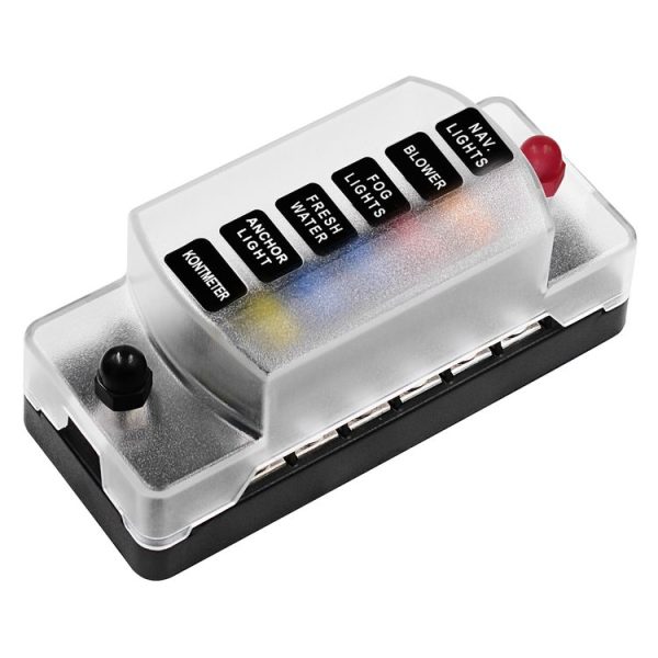 ZH-978A1 FB1901 1 In 6 Out 6 Ways Independent Positive Negative Fuse Box with 12 Fuses for Auto Car Truck Boat - Image 2