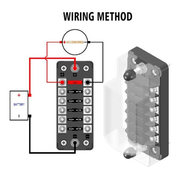 ZH-978A1 FB1901 1 In 6 Out 6 Ways Independent Positive Negative Fuse Box with 12 Fuses for Auto Car Truck Boat - Image 4