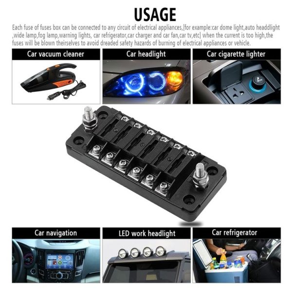 ZH-978A1 FB1901 1 In 6 Out 6 Ways Independent Positive Negative Fuse Box with 12 Fuses for Auto Car Truck Boat - Image 6