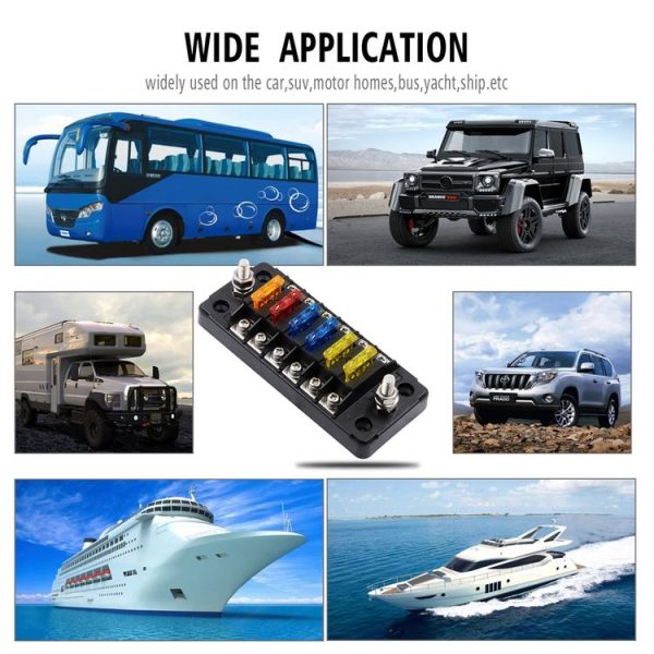 ZH-978A1 FB1901 1 In 6 Out 6 Ways Independent Positive Negative Fuse Box with 12 Fuses for Auto Car Truck Boat - Image 7