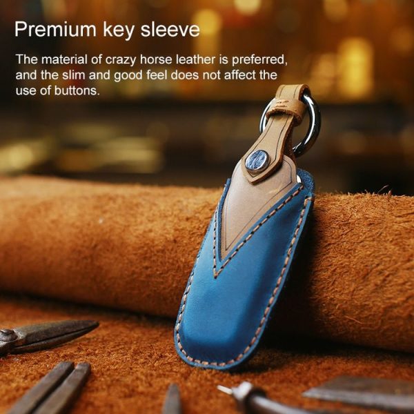 Audi Series Car Cowhide Leather Key Protective Cover Key Case, C Version 2018 and Above (Brown) - Image 5