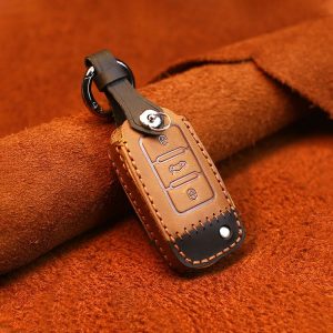 Volkswagen Car Cowhide Leather Key Protective Cover Key Case, D Version (Brown)